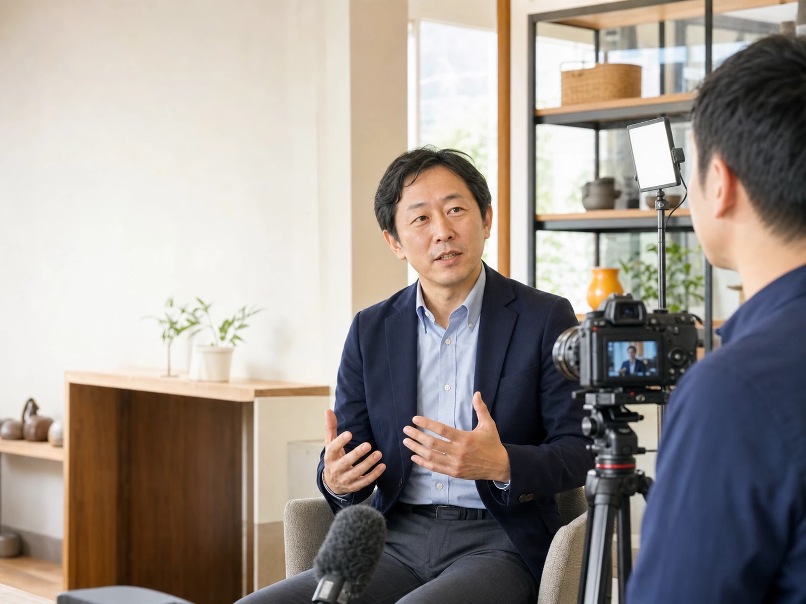 企業担当者へのインタビュー動画の収録風景